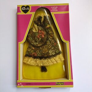 Vtg 1979 Pedigree Sindy Doll Fair Lady Outfit #44299 Brown Floral Dress NIB